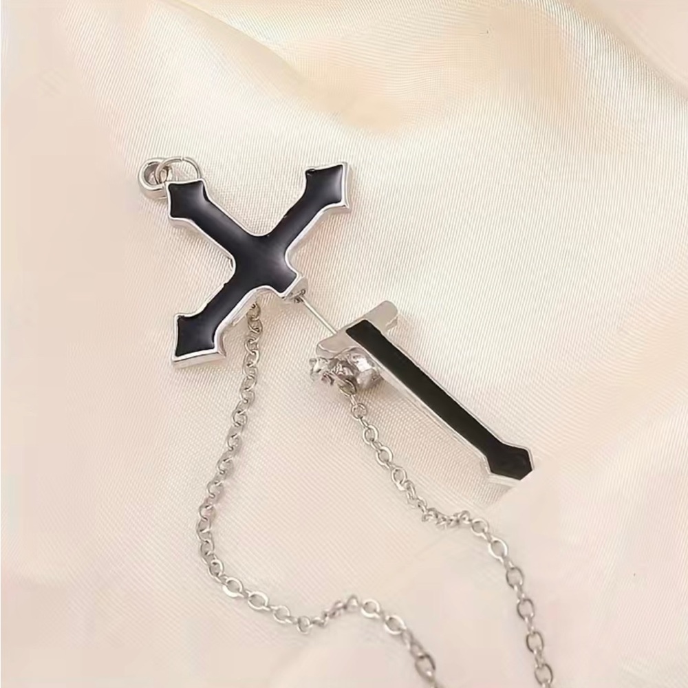 Cross Chain Earring Gothic Punk New - Picture 2 of 5